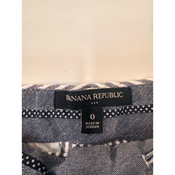 Banana Republic Size 0 White & Gray Vacay Preppy Striped Seersucker Short Summer - Picture 4 of 10